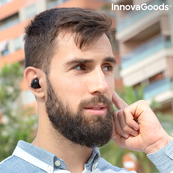 Smarta trådlösa hörlurar in-ear med trådlös laddning