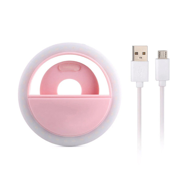 Portabel Selfie LED Light Ringljus för Mobil rosa