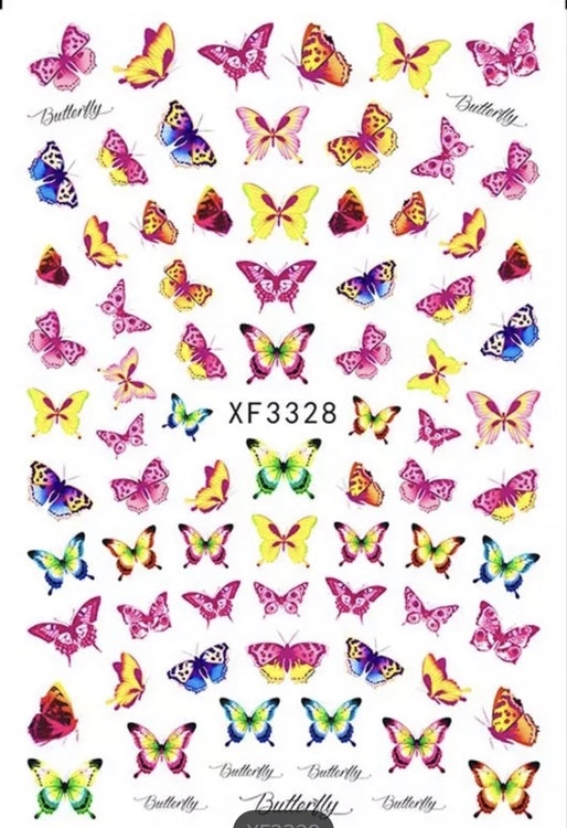 Nail stickers, fjärilar rosa