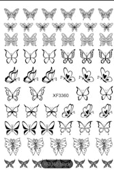 Nail stickers fjärilar svarta