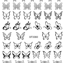 Nail stickers fjärilar svarta