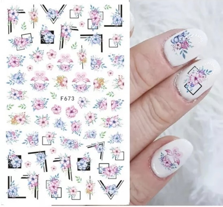 Nail stickers Xl pastell blommor