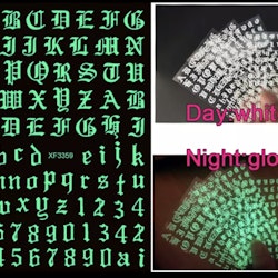 Nail stickers, bokstäver glow in dark