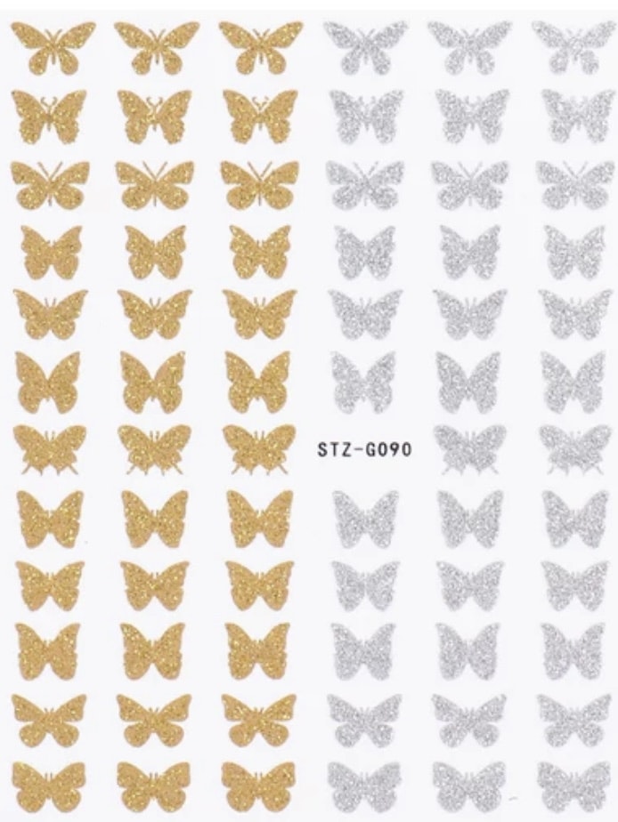 Nail stickers fjärilar glitter