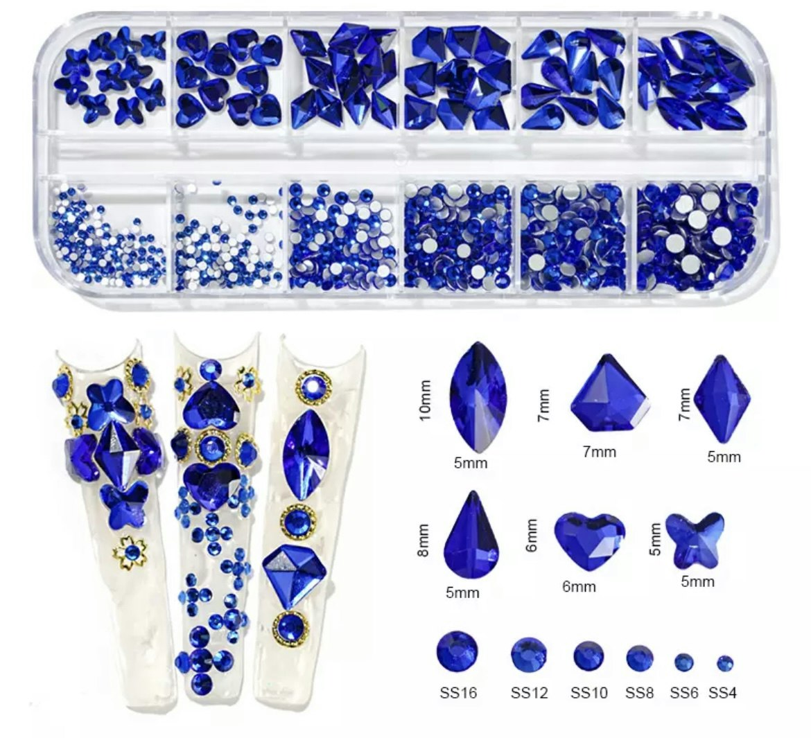 Lyx kristaller medium Blå