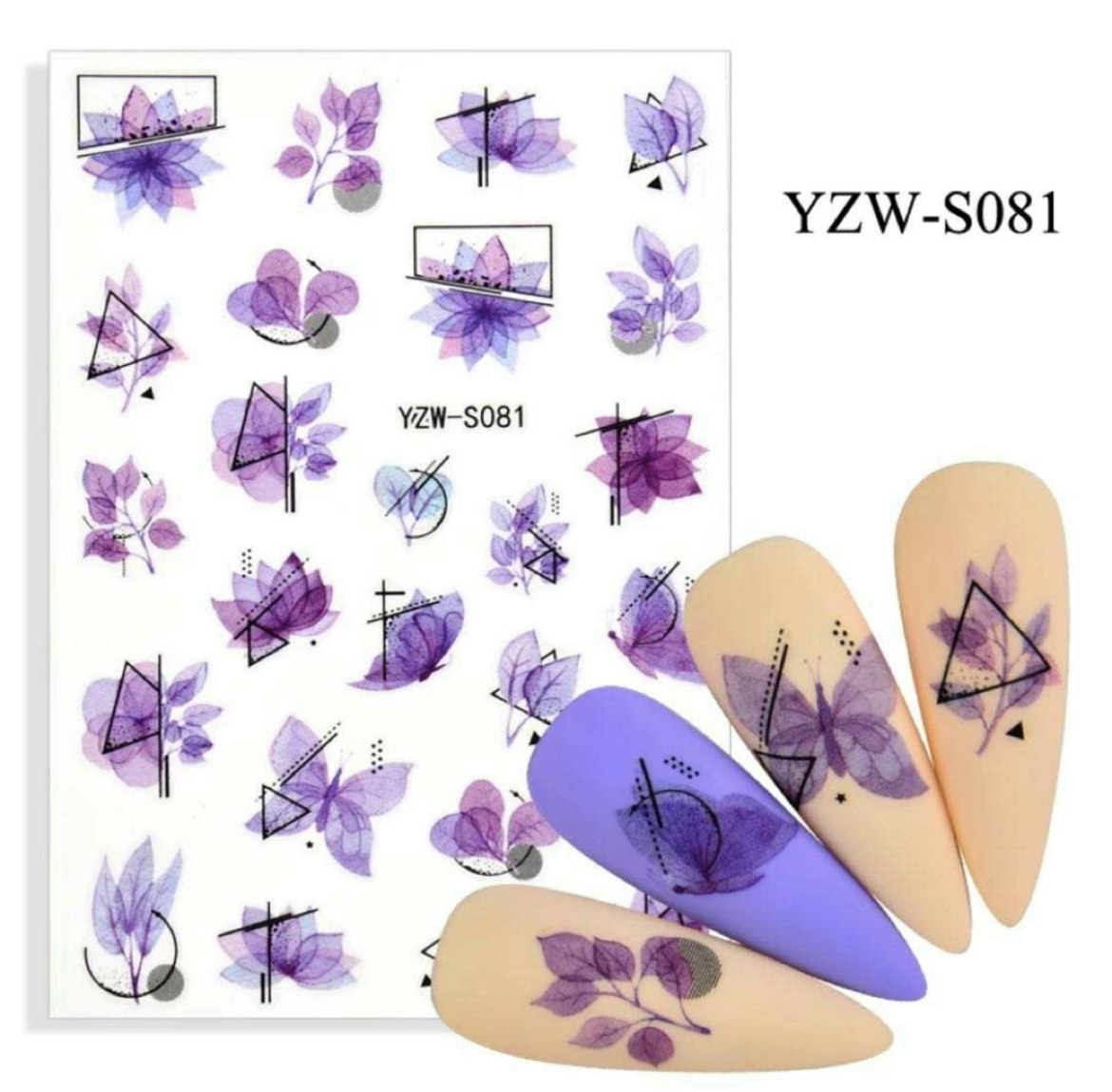 Nail stickers lila blommor