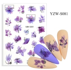 Nail stickers lila blommor