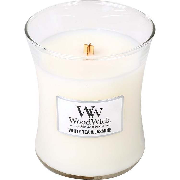 WoodWick - White tea & jasmine - Mellanstort Doftljus