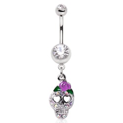 Navelpiercing sugarskull roses