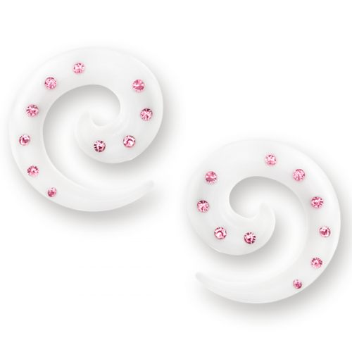 2-pack vita spiraler med rosa CZ