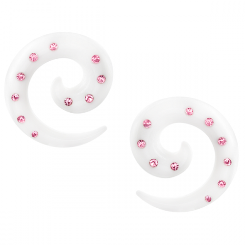 2-pack vita spiraler med rosa CZ