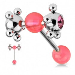 Tungpiercing ballspinner rosa