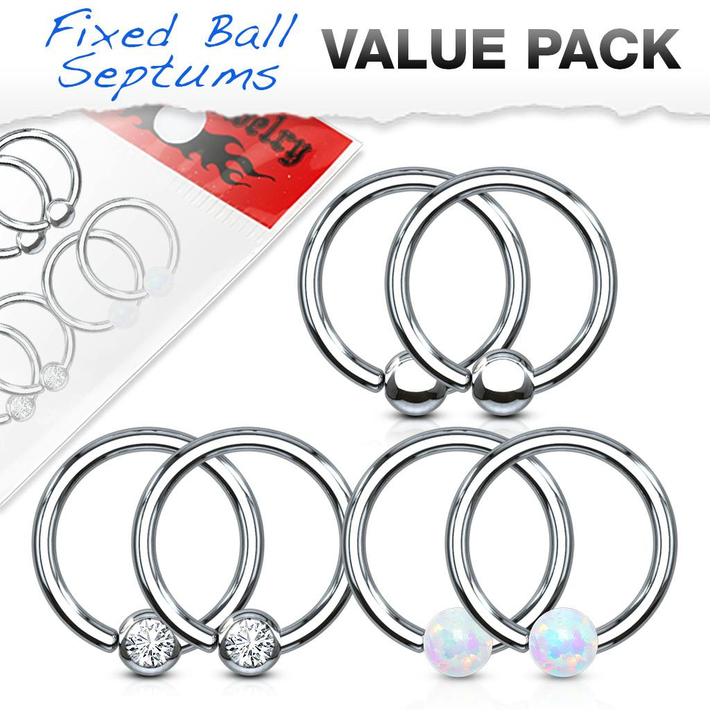 6 pack med cbr ringar med ädelstenar, opalstenar och stålbollar