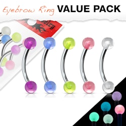 5-pack ögonbryns piercing glow in the dark