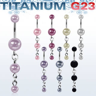 Navelpiercing G23 titan med pärlor