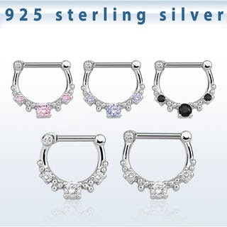 Septum clicker i 925 sterling silver med ädelstenar