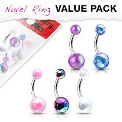 5 pack navelpiercing med metalliclack