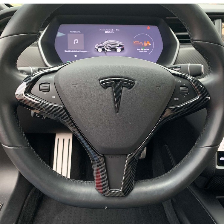 Panel till ratten carbon fiber glossy - Tesla Model S/X