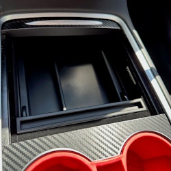 Förvaringslåda mittkonsollen, ABS-plast m silikoninsats - Tesla Model 3 2021/Y