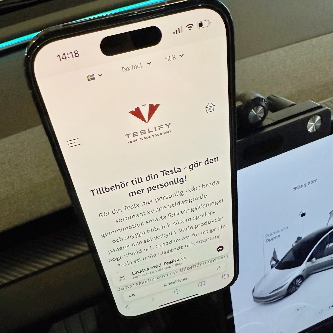 Mobilhållare till skärmen - Tesla Model 3/Y + S/X 2021+