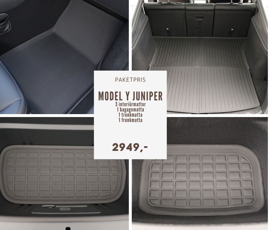 Prisvärt paket med mattor i XPE till Tesla Model Y Juniper