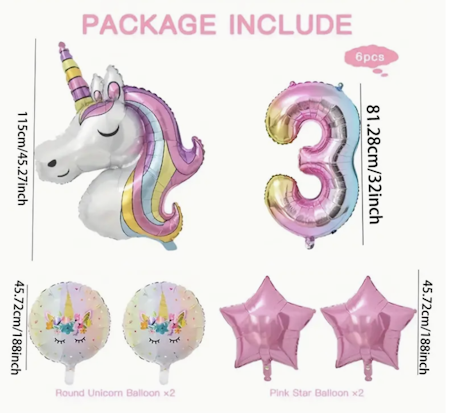 Unicorn 3 år kalaskit