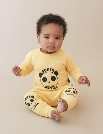 Super Panda Sweatshirt gul från Huxbaby (stl 0-3 mån)