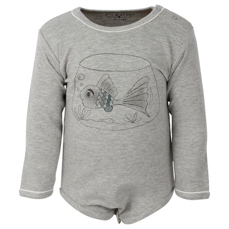 Joy LS Body - grå fisktryck