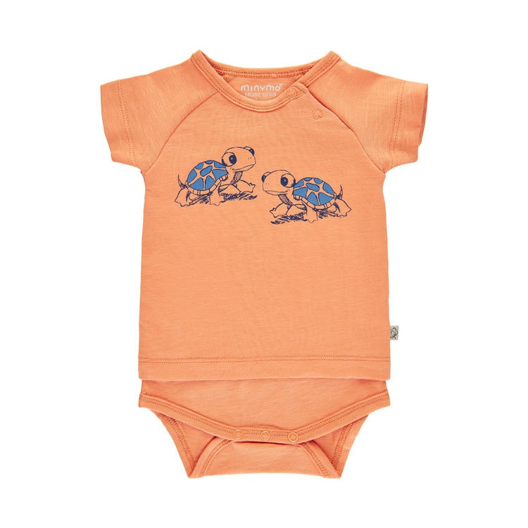Minymo Body/T-Shirt - orange med sköldpaddor
