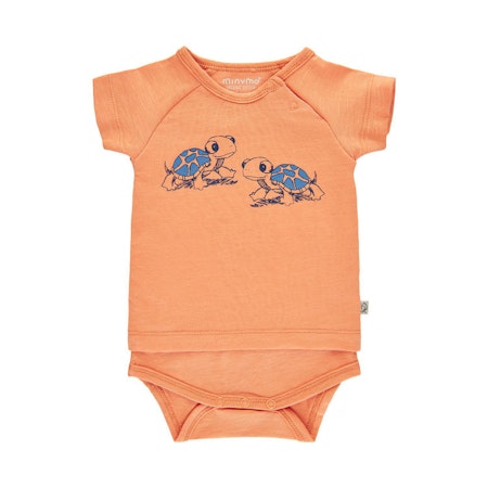 Minymo Body/T-Shirt - orange med sköldpaddor