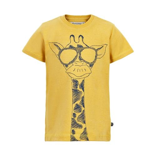 T-Shirt gul med coolt giraffmönster