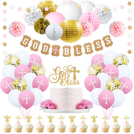 Dop - ballonger - God Bless - Rosa