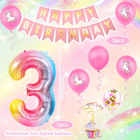 Unicorntema - 3 år - Ballonger kit