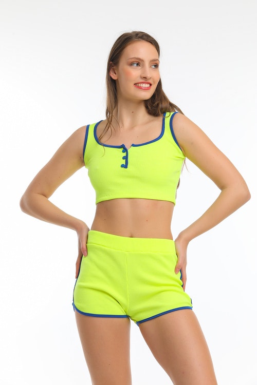 Crop top och shorts set -Gula färg