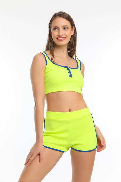 Crop top och shorts set -Gula färg