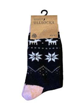 Ullsock svart och rosa stl 37-42
