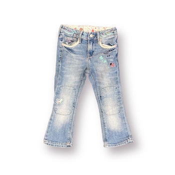 Jeans med blommor stl 92