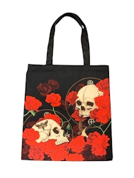Svart Tygväska Skulls and roses