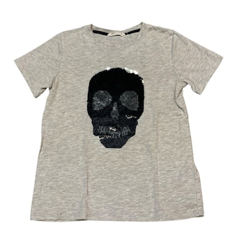 Grå t-shirt med paljetter stl 146/152