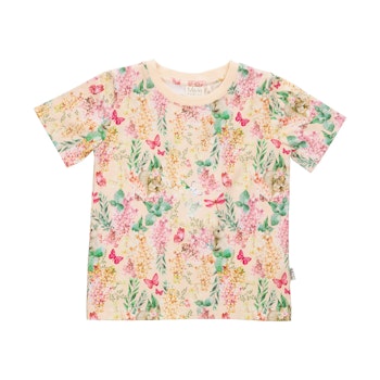 Ljusgul t-shirt med syrener stl 92-128