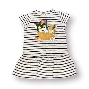 Randig klänning Bamse stl 116