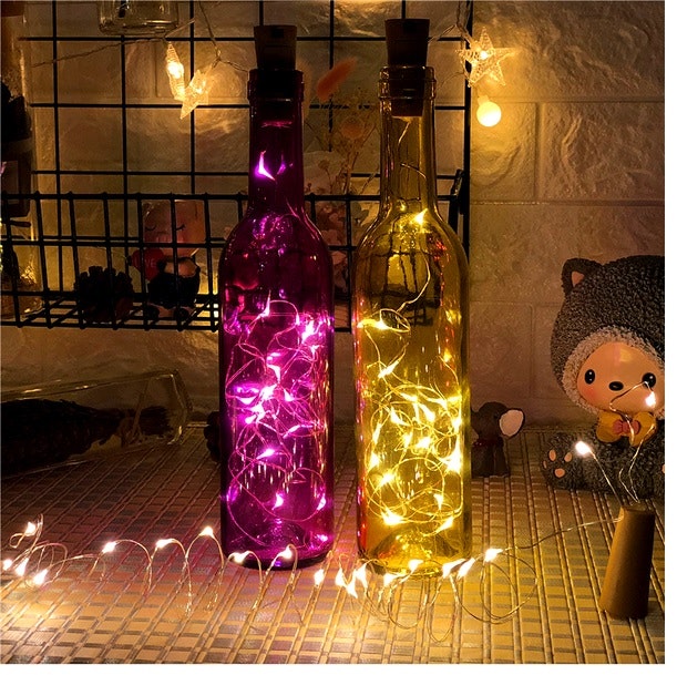 2- Pack LED Ljusslinga för Flaskor Dekorbelysning - 2 meter