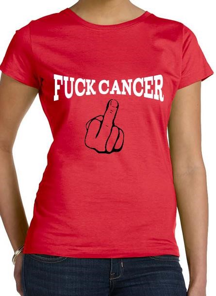 TShirt Rosa Bandet Fuck Cancer- Röd Tshirt Dam