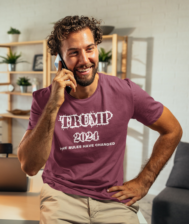 Herr T-Shirt Trump, Trump supporter Sverige, Tryckt text Trump 2024 The Rules Have Changed, Donald Trump