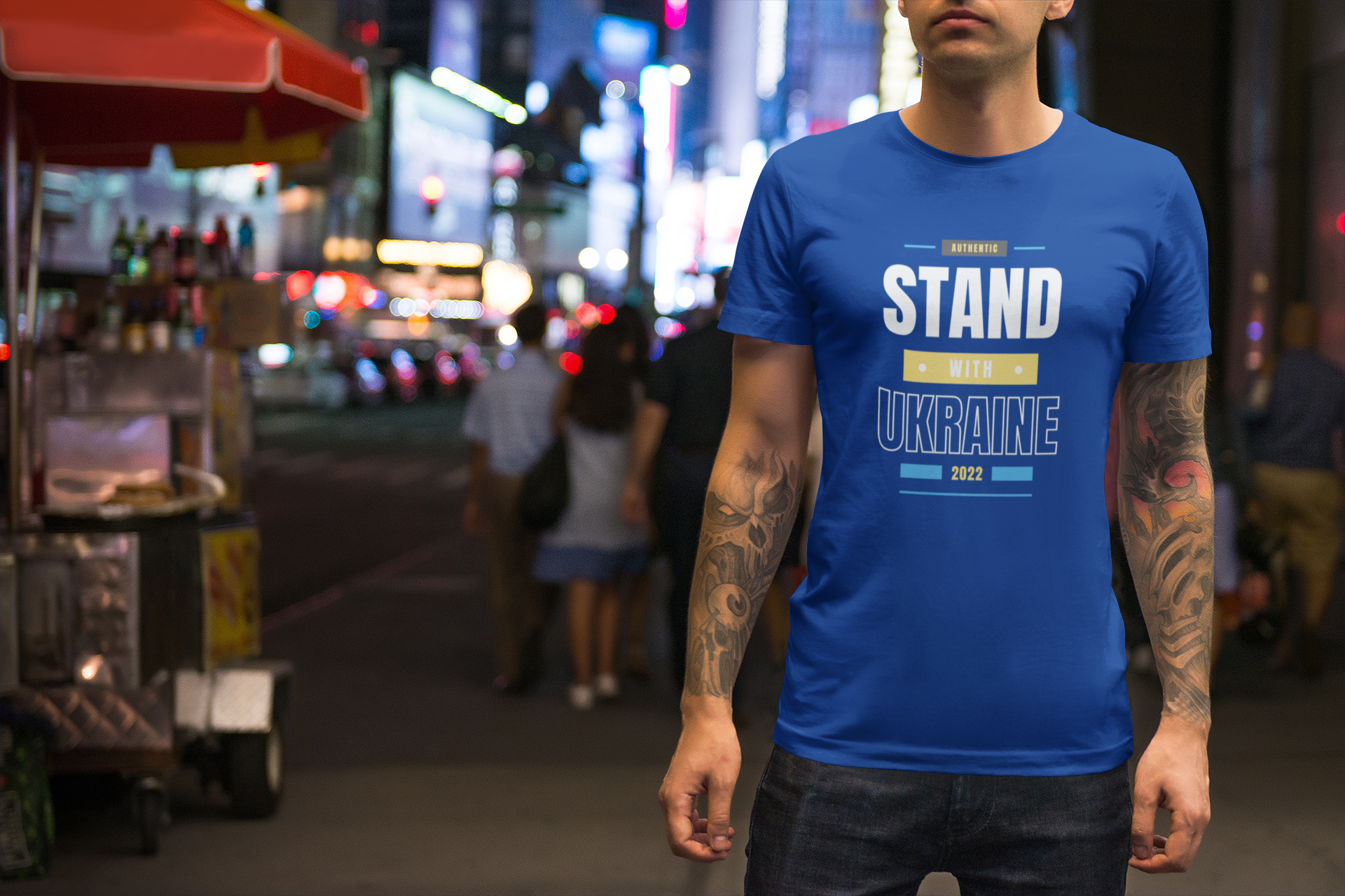 Stoppa Rysslands invasion av Ukraina, T-Shirt med text/Motiv Stand With Ukraina