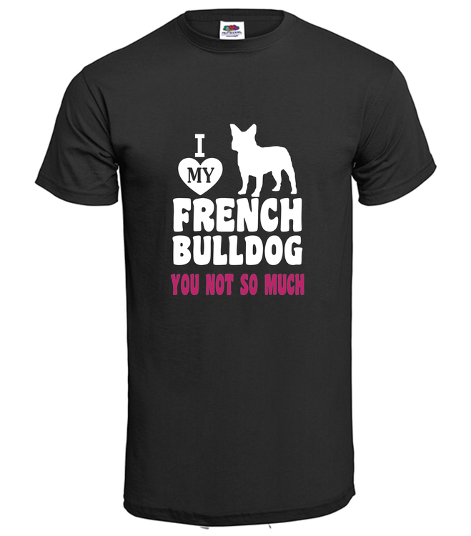 Tshirt-I LoveFransk Bulldog-T-Shirt-Herr-Svart