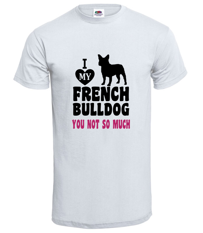 Tshirt-I LoveFransk Bulldog-T-Shirt-Herr-Vit