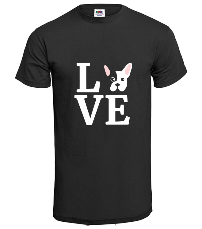 Tshirt-Fransk Bulldog Love-T-shirt-Svart