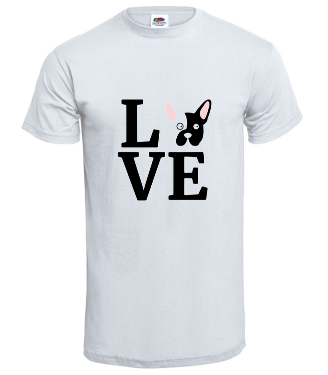 Tshirt-Fransk Bulldog Love-T-shirt-Vit
