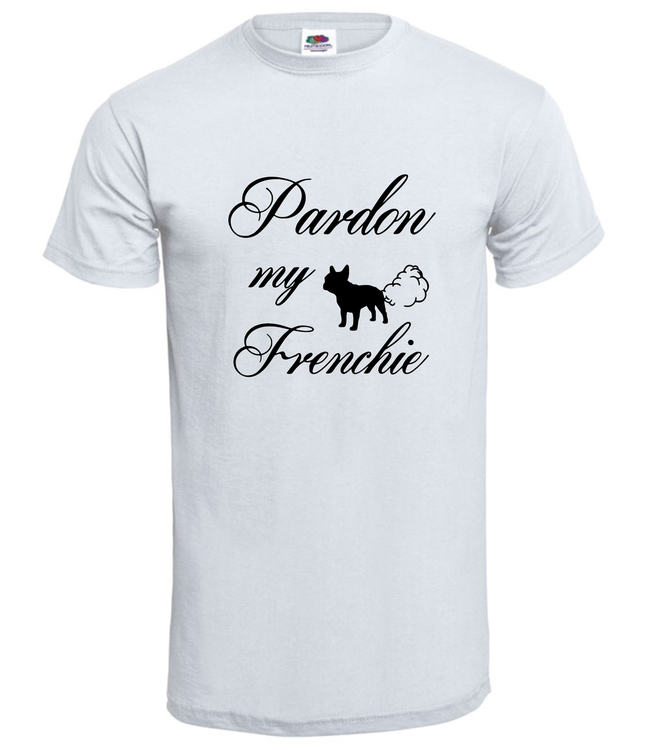Tshirt-Fransk Bulldog-Pardon my french-Vit-T-Shirt